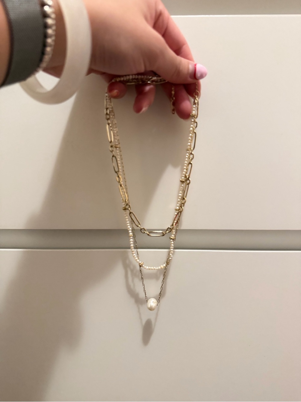 Anthropologie Layered Pearl Chain Necklace